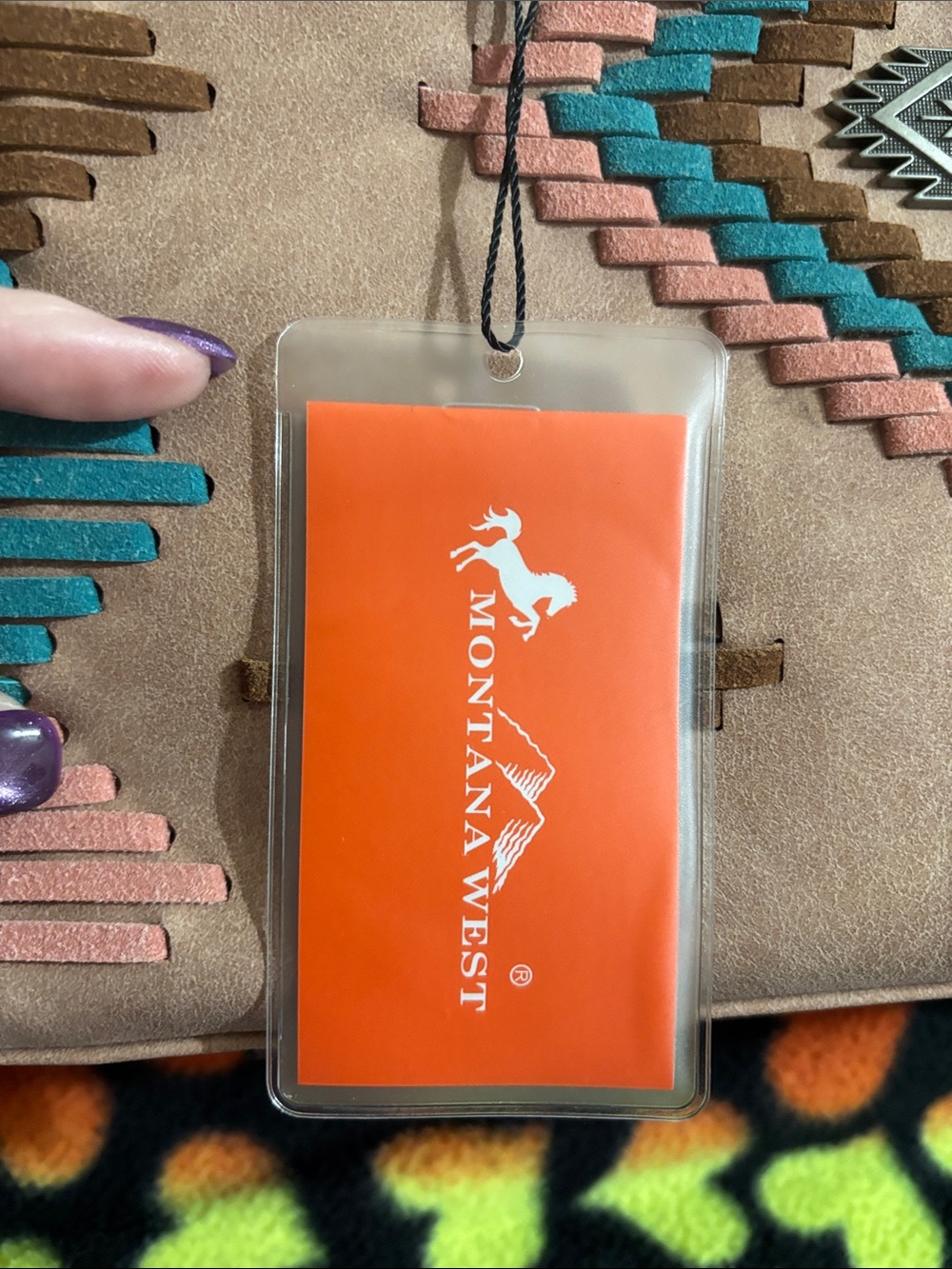 Montana West Tan Satchel with Teal and Rust Aztec Embroidery - Picture 2 of 6